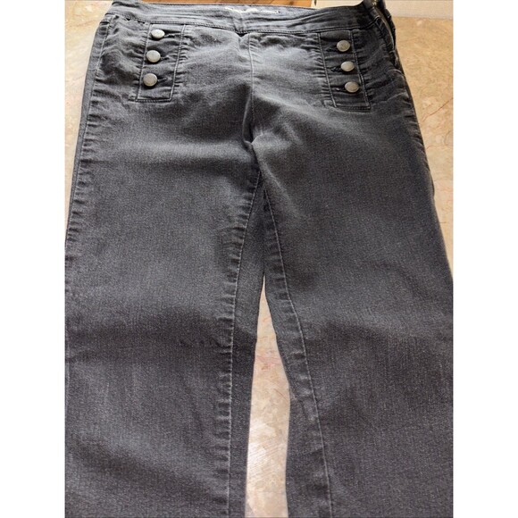 Zara Trouser Pants Womens Medium Black Canvas Stretch High Rise Straight Leg - Picture 2 of 10